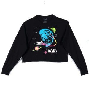NWT Cold Crush Black NASA Cropped Sweatshirt Large